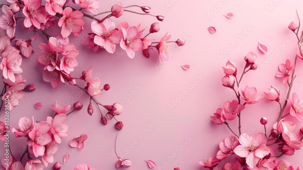 Chinese Spring Flower in a Pink Background