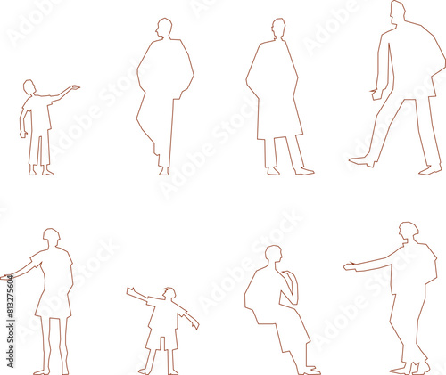 vector illustration, sketch design, drawing of a collection of people's activities with funny movements for design completeness