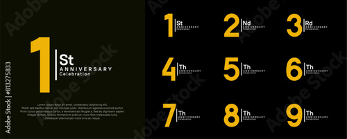 anniversary vector design set with yellow and white color can be use for special moment