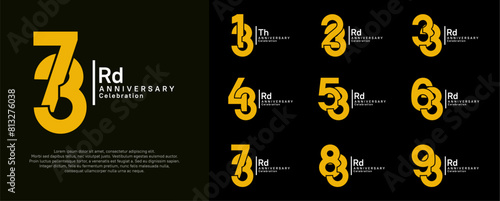 anniversary vector design set with yellow and white color can be use for special moment