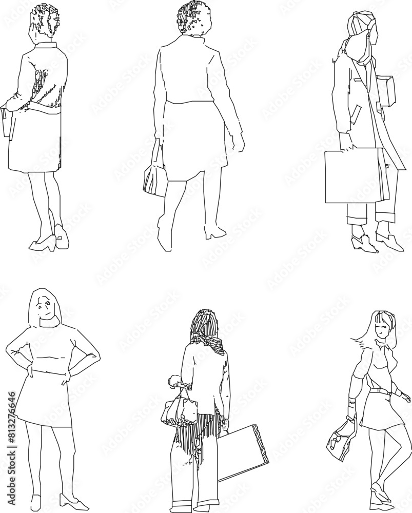 vector illustration sketch design drawing of a fashionable woman doing activities vector illustration sketch design drawing of a fashionable woman doing activities