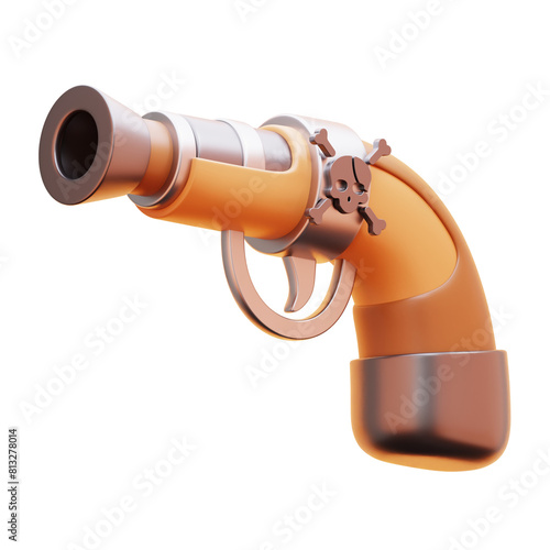 PIRATE PISTOL 3D ICON ILLUSTRATION