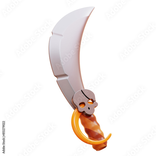 PIRATE SWORD 3D ICON ILLUSTRATION