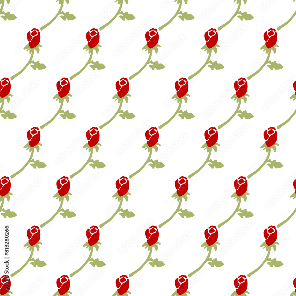 Red Budding Beauty Floral Vector Seamless Pattern Red Budding Beauty Floral Vector Seamless Pattern