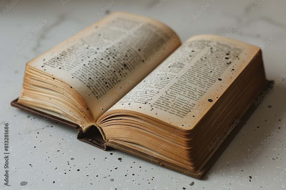Obraz premium A book is open to a page with a lot of writing on it