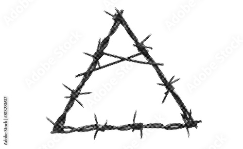 barbed wire triangle grunge halftone collage design element