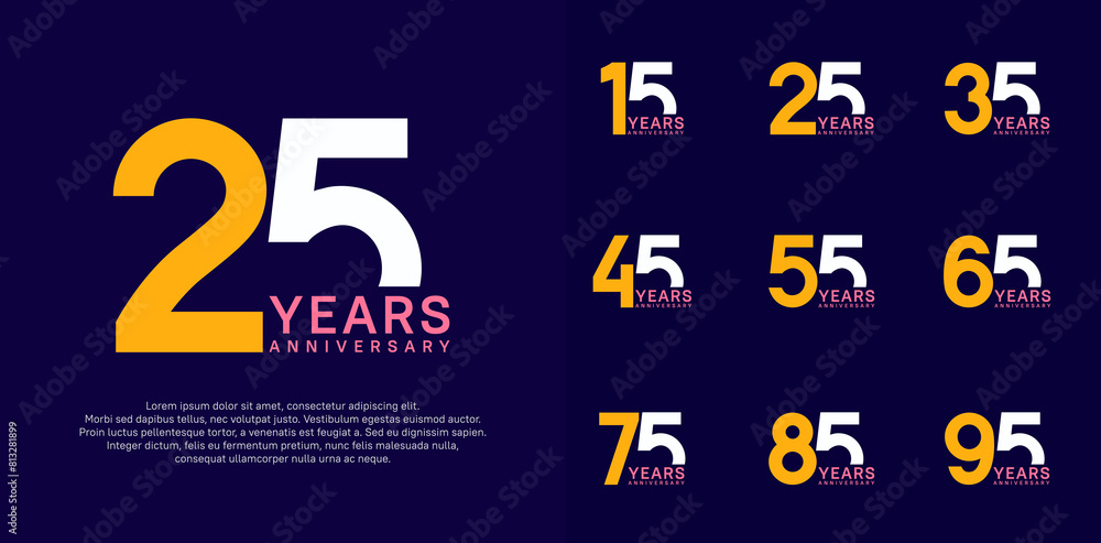 anniversary logo style vector design with yellow and white color can be use for celebration day