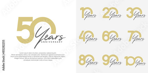 anniversary logotype vector design set with black handwriting, brown color can be use for special day