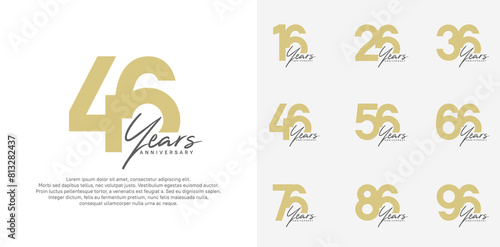 anniversary logotype vector design set with black handwriting, brown color can be use for special day