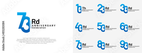 anniversary vector design set blue and black color for celebration day