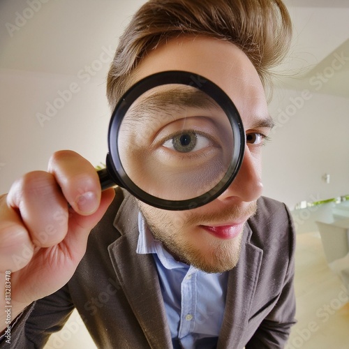 person with magnifying glass