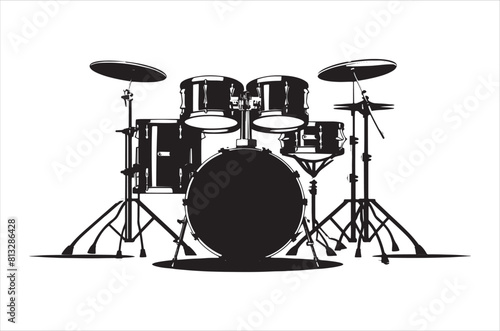 Classic Music drum kit Silhouette Vector. Drum silhouette vector. photo