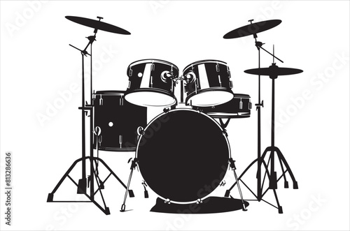 Classic Music drum kit Silhouette Vector. Drum silhouette vector.