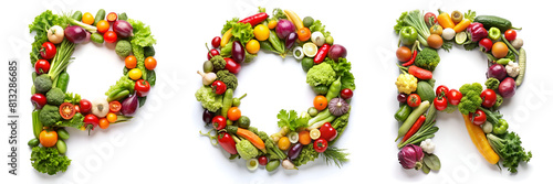 Letters P  Q  R. Vegetable Alphabet  Healthy Living.