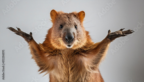 The Curious Quokka: A Cute Shrug in the Wild photo