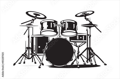 Classic Music drum kit Silhouette Vector. Drum silhouette vector. photo