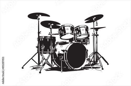 Classic Music drum kit Silhouette Vector. Drum silhouette vector.