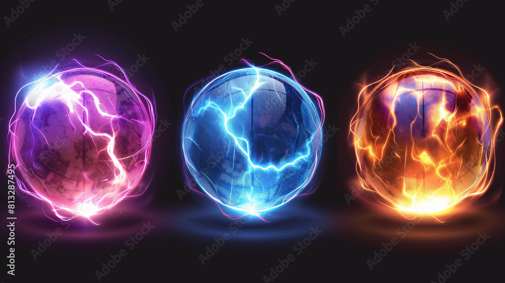 The Set of Magic energy ball icon with glow effect isolation, Illustration The Set of Magic energy ball icon with glow effect isolation, Illustration