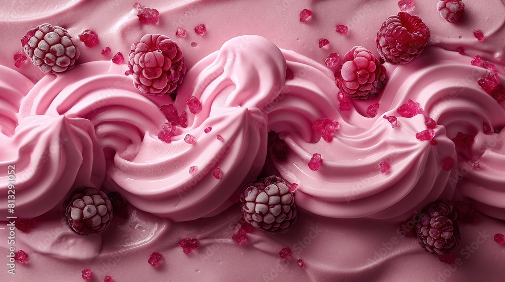 Pink Raspberry Meringues on Textured Background Pink Raspberry Meringues on Textured Background