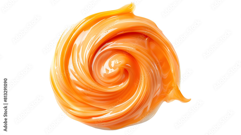 spiral movement of peach creme isolated on white and transparent background spiral movement of peach creme isolated on white and transparent background