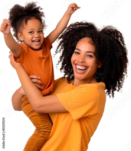 Mother and daughter hugged, happy.