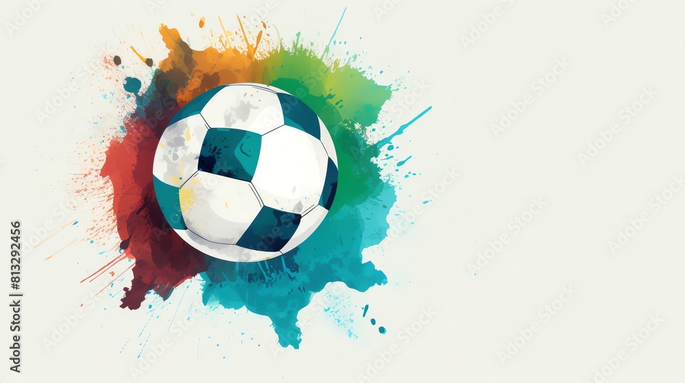 Soccer ball flat design top view team sport theme water color