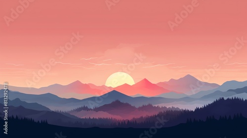 A beautiful landscape of a mountain range at sunset © Jenjira