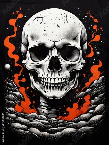 skull and cloud gloomy illustration