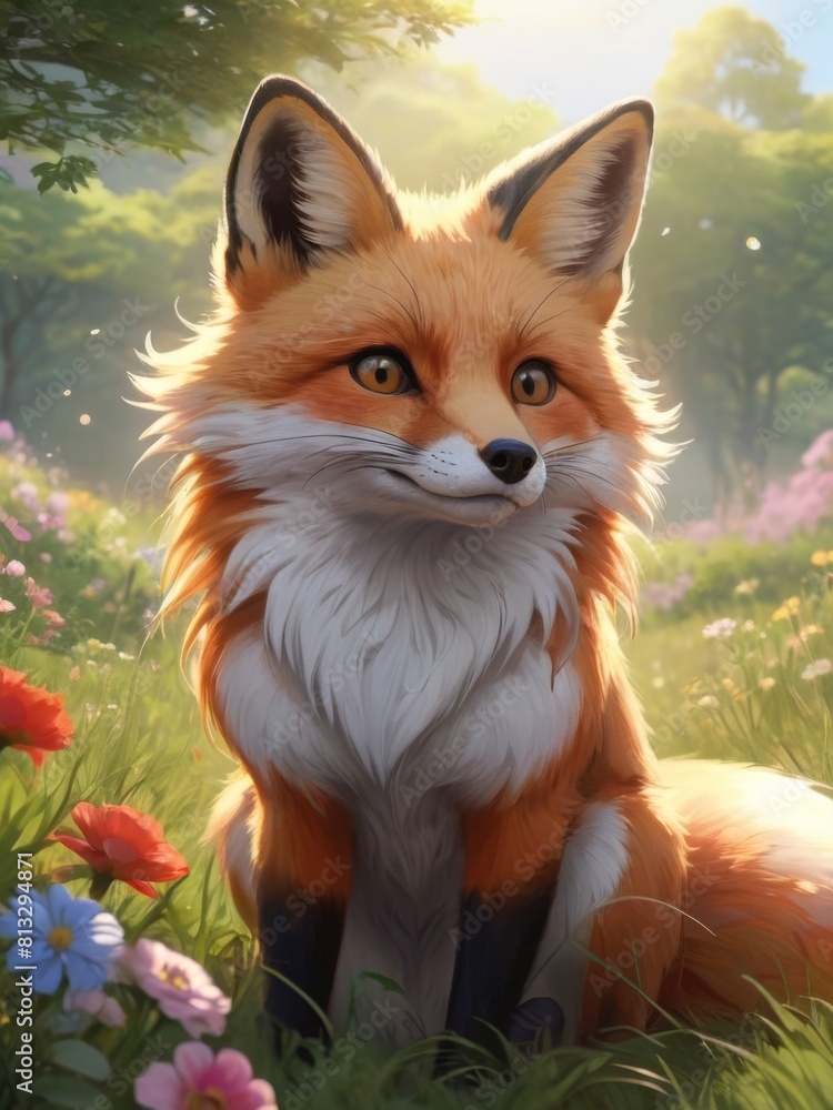Obraz premium high detail fox cartoon illustration
