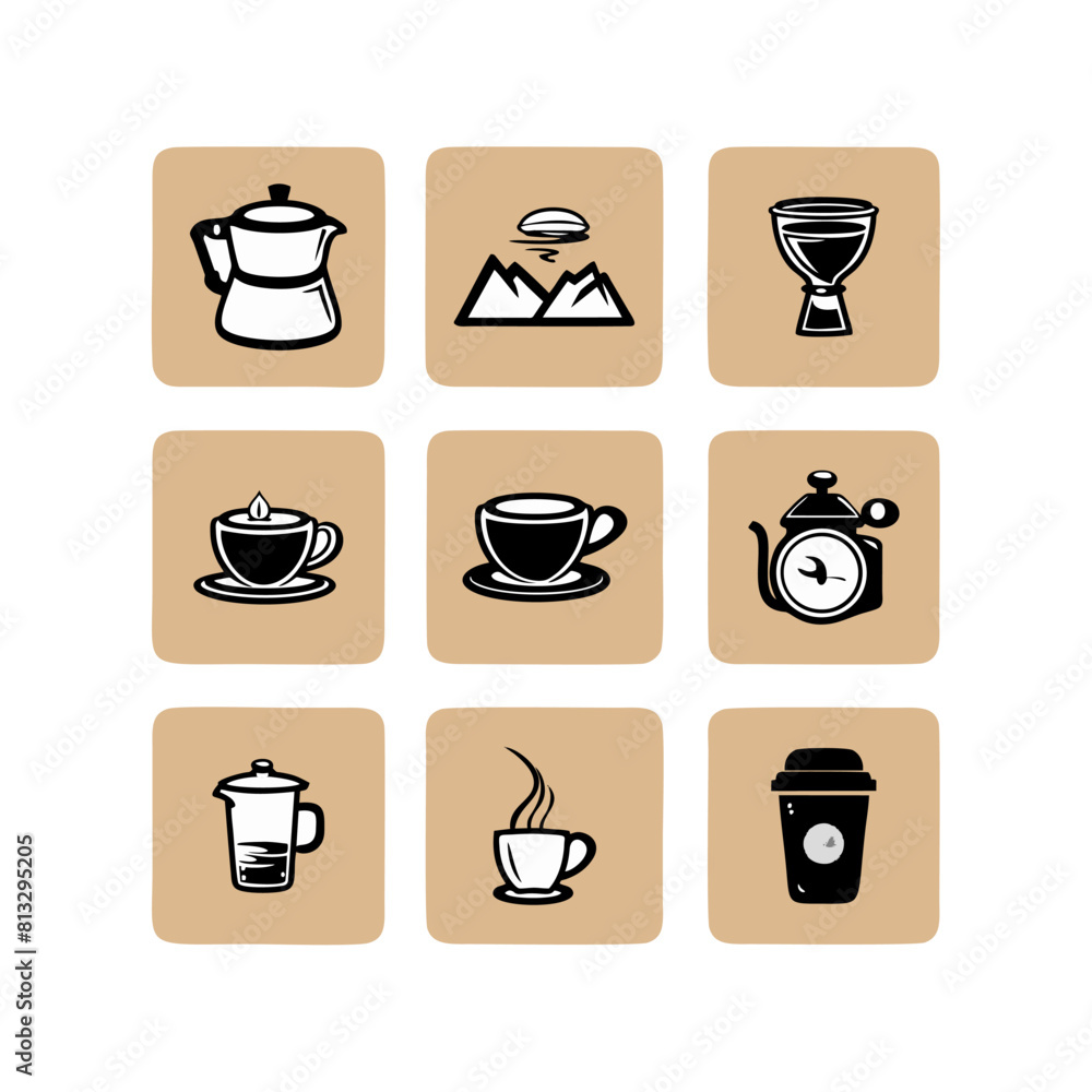 simple creative black and white coffee icon sheet simple creative black and white coffee icon sheet