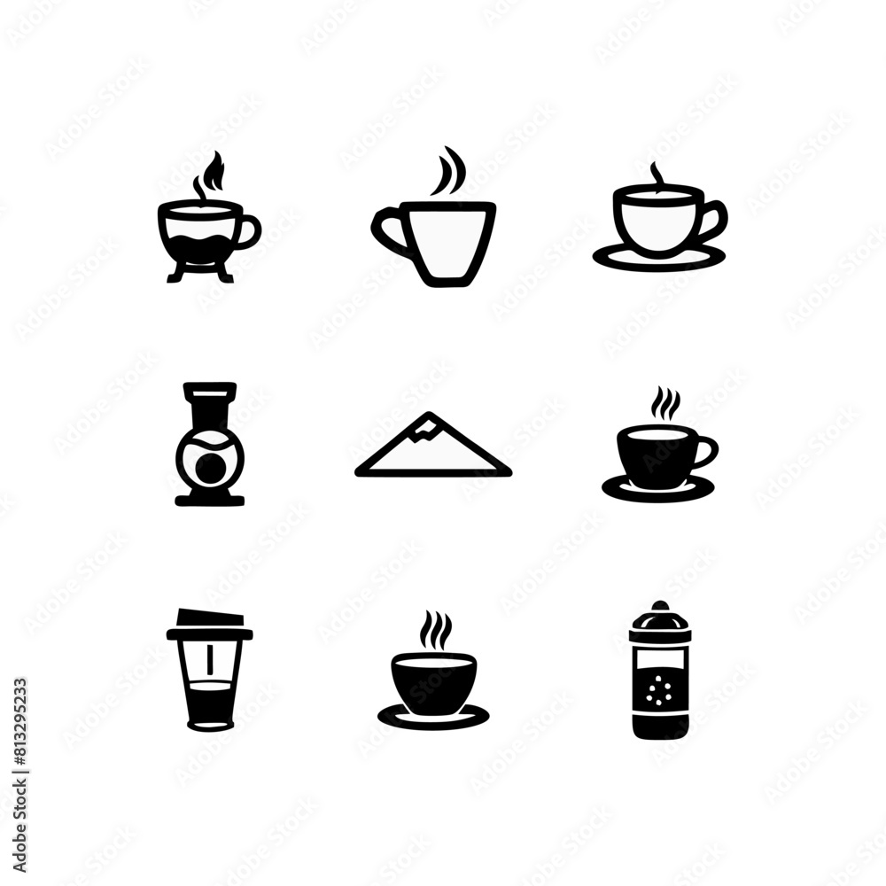 simple creative black and white coffee icon sheet simple creative black and white coffee icon sheet
