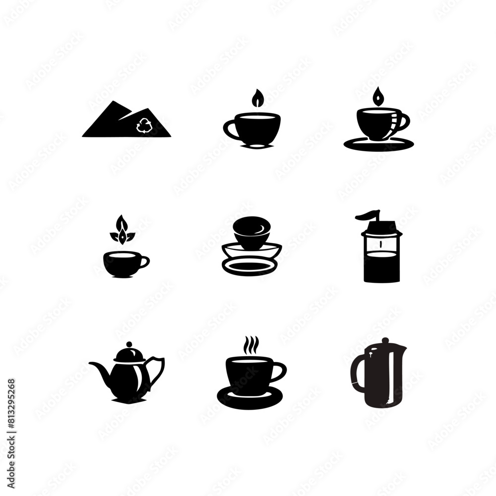 simple creative black and white coffee icon sheet simple creative black and white coffee icon sheet