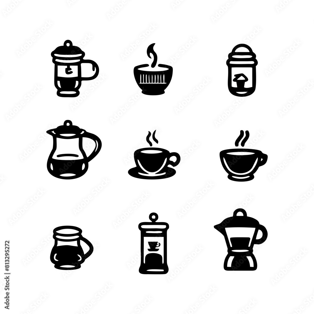 simple creative black and white coffee icon sheet simple creative black and white coffee icon sheet