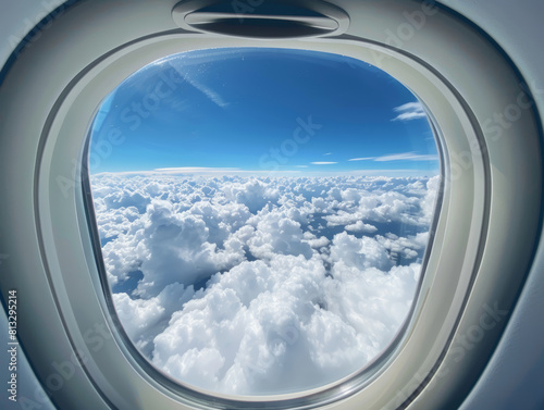 pov from a pilot thru plane windows with carpet cloud - ai