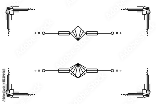 Art deco line border. Modern arabic gold frames, decorative lines borders and geometric golden label frame vector design elements