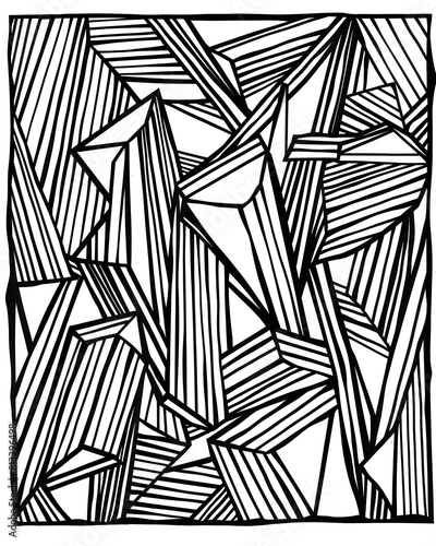 Minimalist Black and White Geometric Motifs A Childrens Coloring Book Page for OpenEnded Creativity and Learning photo