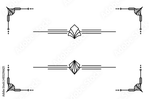 Art deco line border. Modern arabic gold frames, decorative lines borders and geometric golden label frame vector design elements