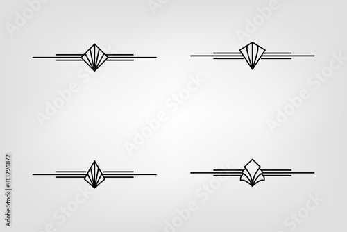 Art deco line border. Modern arabic gold frames, decorative lines borders and geometric golden label frame vector design elements