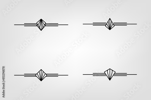 Art deco line border. Modern arabic gold frames, decorative lines borders and geometric golden label frame vector design elements