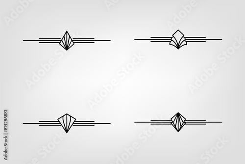 Art deco line border. Modern arabic gold frames, decorative lines borders and geometric golden label frame vector design elements