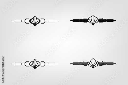 Art deco line border. Modern arabic gold frames, decorative lines borders and geometric golden label frame vector design elements