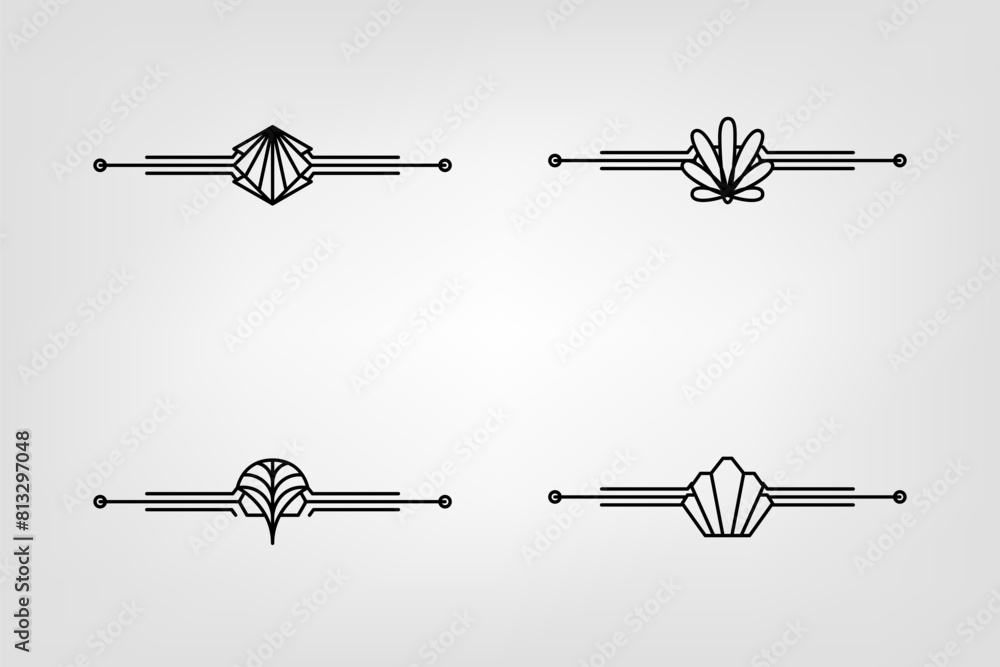 Art deco line border. Modern arabic gold frames, decorative lines borders and geometric golden label frame vector design elements Art deco line border. Modern arabic gold frames, decorative lines borders and geometric golden label frame vector design elements