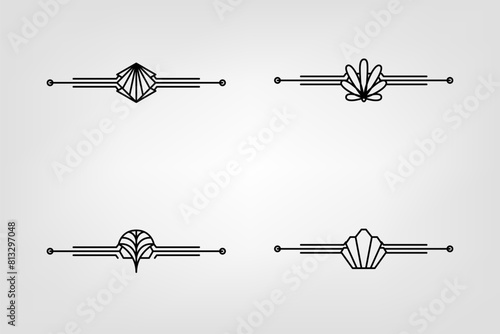Art deco line border. Modern arabic gold frames, decorative lines borders and geometric golden label frame vector design elements