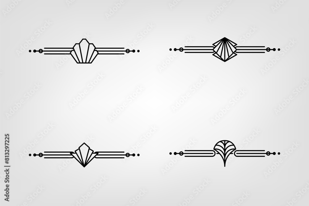 Art deco line border. Modern arabic gold frames, decorative lines borders and geometric golden label frame vector design elements Art deco line border. Modern arabic gold frames, decorative lines borders and geometric golden label frame vector design elements