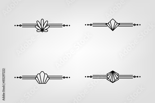 Art deco line border. Modern arabic gold frames, decorative lines borders and geometric golden label frame vector design elements