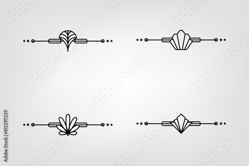 Art deco line border. Modern arabic gold frames, decorative lines borders and geometric golden label frame vector design elements