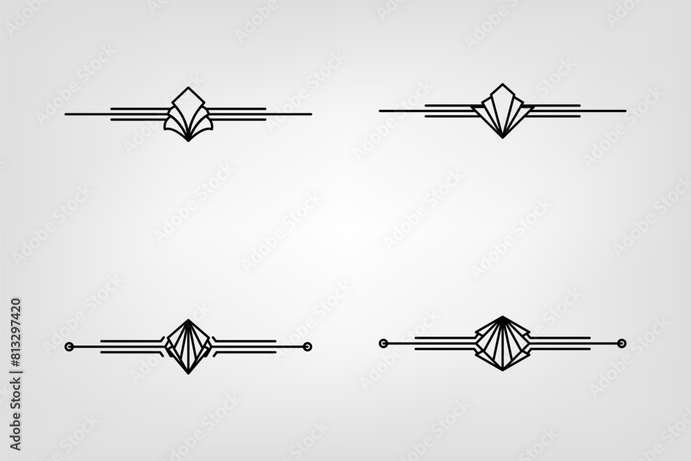 Art deco line border. Modern arabic gold frames, decorative lines borders and geometric golden label frame vector design elements Art deco line border. Modern arabic gold frames, decorative lines borders and geometric golden label frame vector design elements