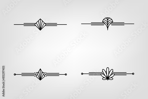 Art deco line border. Modern arabic gold frames, decorative lines borders and geometric golden label frame vector design elements