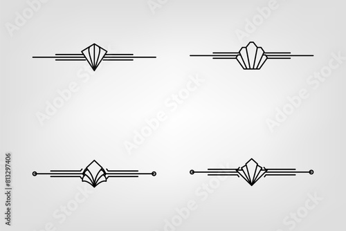 Art deco line border. Modern arabic gold frames, decorative lines borders and geometric golden label frame vector design elements