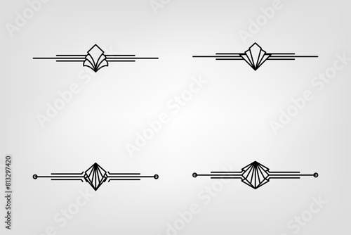 Art deco line border. Modern arabic gold frames, decorative lines borders and geometric golden label frame vector design elements